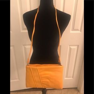 NEW Orange faux leather shoulder purse w/pockets